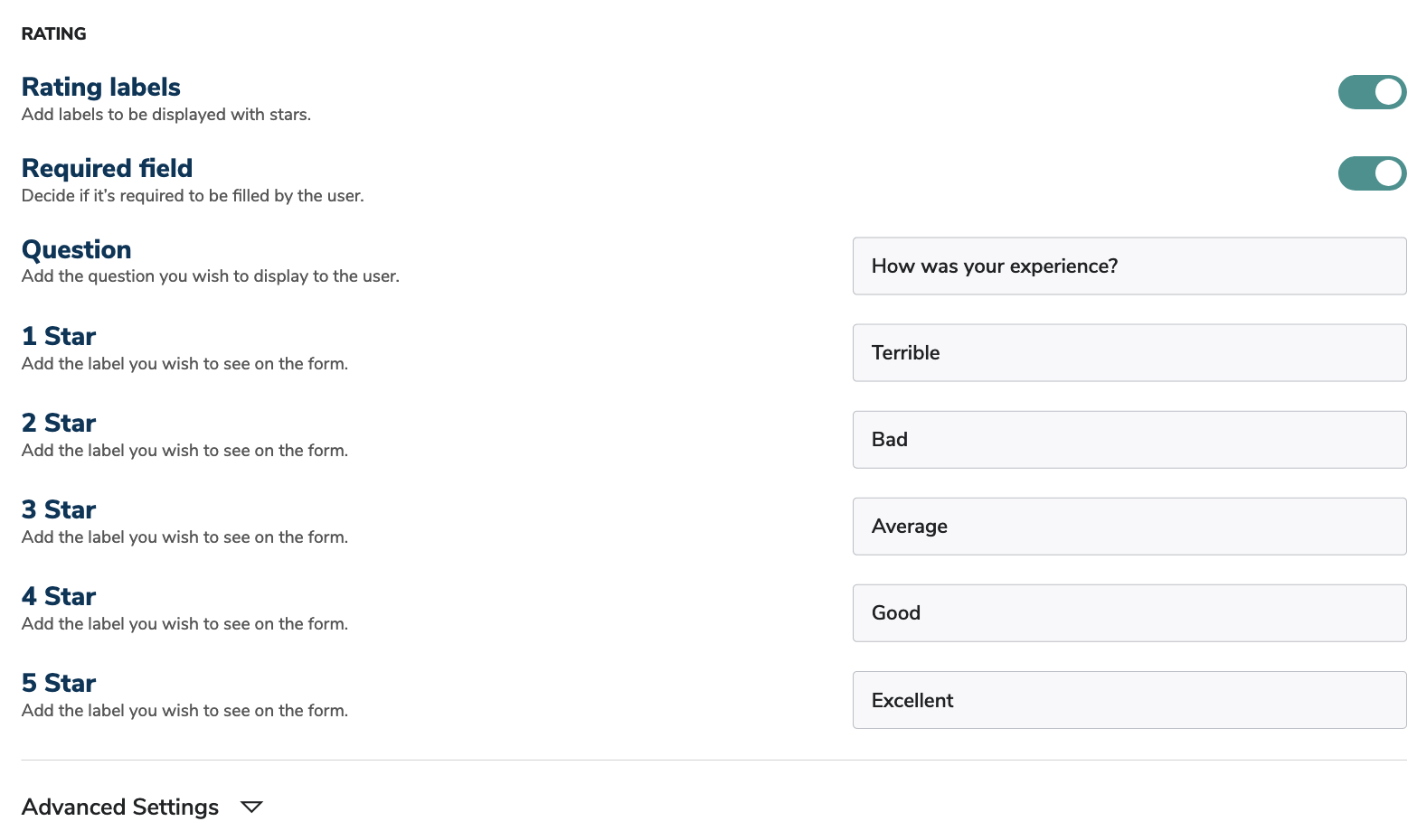 Forms Rating Block Forms Rating Block