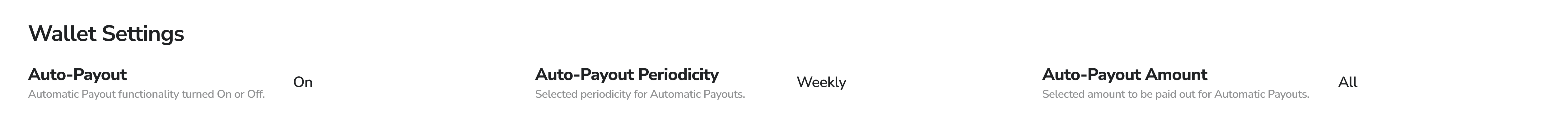 Wallet Auto Payout Settings